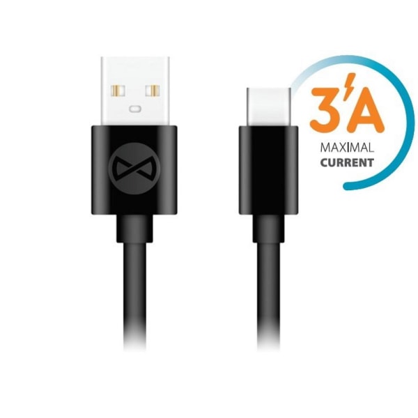 Forever-kaapeli USB - USB-C 1.0 m 3A, musta