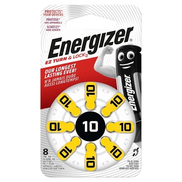 Energizer Zink-Air Batteri Pr70 Type 10 | 1.4 V DC | 92 mAh | Antal batterier: 8 stk. | Hearing Aid | Sølv