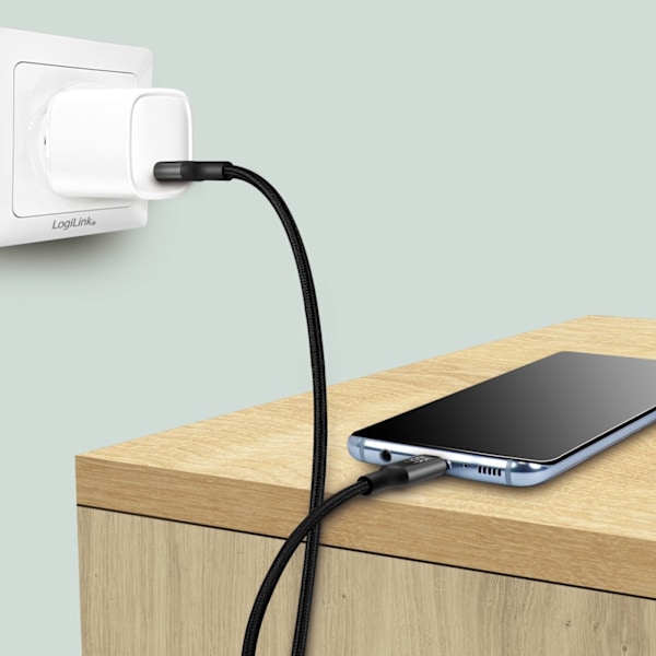 LogiLink USB-C - USB-C-kabel med display 100W 1 m Svart