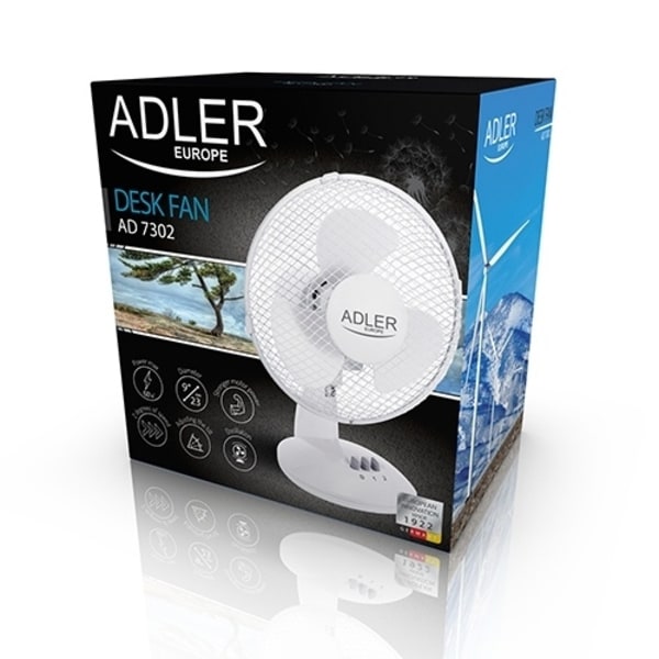 Adler AD 7302 pöytätuuletin, 60W, 23 cm, valkoinen