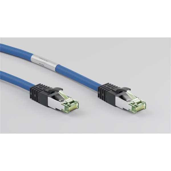 Goobay RJ45 (CAT 6A, 500 MHz) patchkabel med CAT 8.1 S/FTP råkabel, blå 99,9 % iltfri kobberleder (OFC), AWG 24, halogenfri kabelkappe (LSZH), 15 m