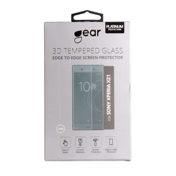 GEAR Hærdet Glas 3D Full Cover Klar Sony Xperia XZ1 Transparent