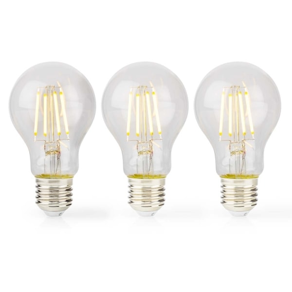 Nedis LED Glödlampa E27 | A60 | 7 W | 806 lm | 2700 K | Dimbar | Varm Vit | Retrostil | 3 st
