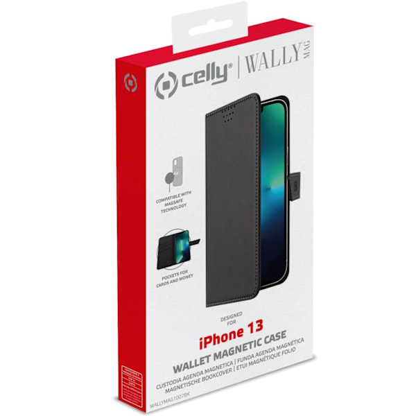 Celly MagSafe Wallet Case iPhone 13, Sort Svart