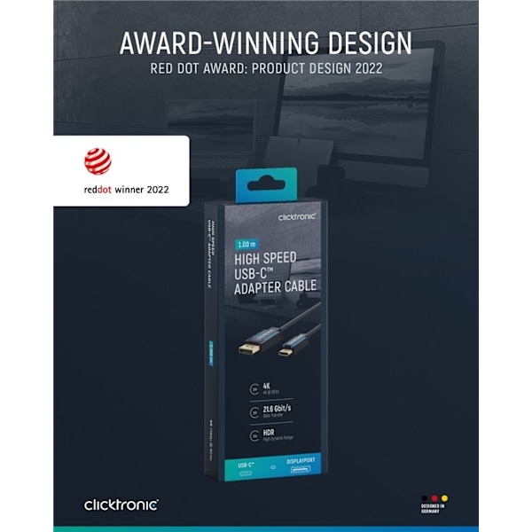 ClickTronic USB-C™ - DisplayPort™ -sovitinkaapeli Premium