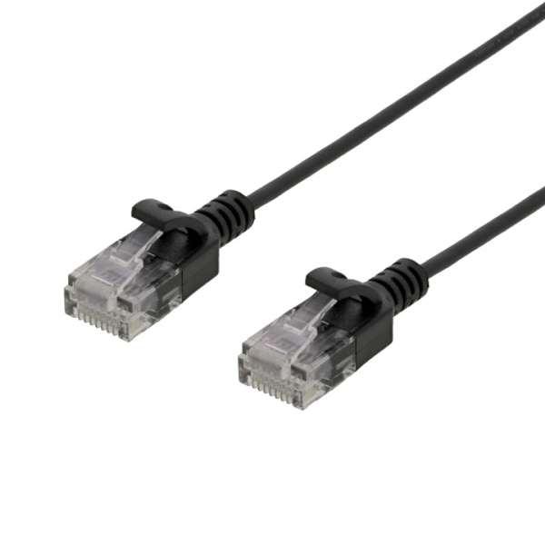 DELTACO laitekaapeli, U/FTP, Cat6, ohut, 2m, 500MHz, LSZH, musta