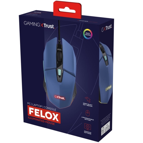 Trust GXT 109B Felox Illuminated Gaming mouse Blå
