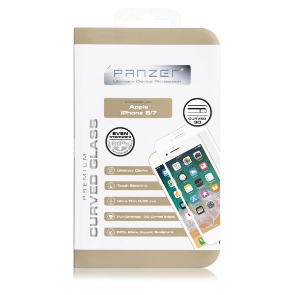 panzer iPhone 8/7, buet silikatglas, hvid Transparent