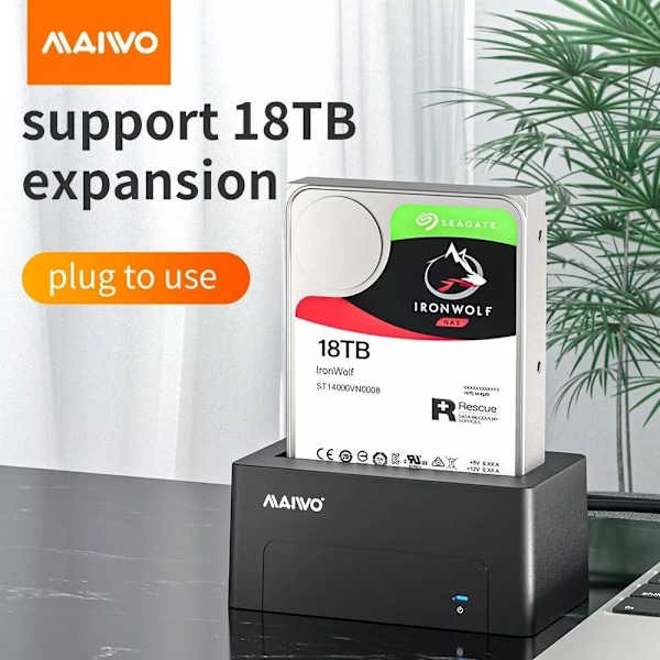 External HDD dock, USB-B, 3,5" or 2,5", USB 3.1 Gen1, 5 Gbps, black