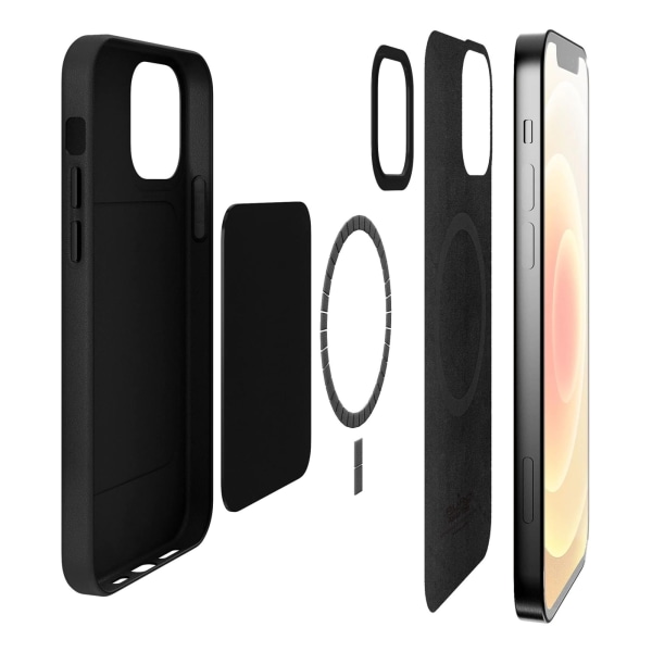 Puro iPhone 12/12 Pro SKYMAG Cover Leather Look, Black Svart