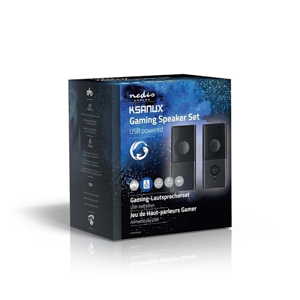 Nedis Gaming Højttaler | Højttalerkanaler: 2.0 | USB Drevet | 3.5 mm Hanstik | 18 W | Uden Belysning | Volumenkontrol | Tilslutninger udgang: 1x 3.5 m
