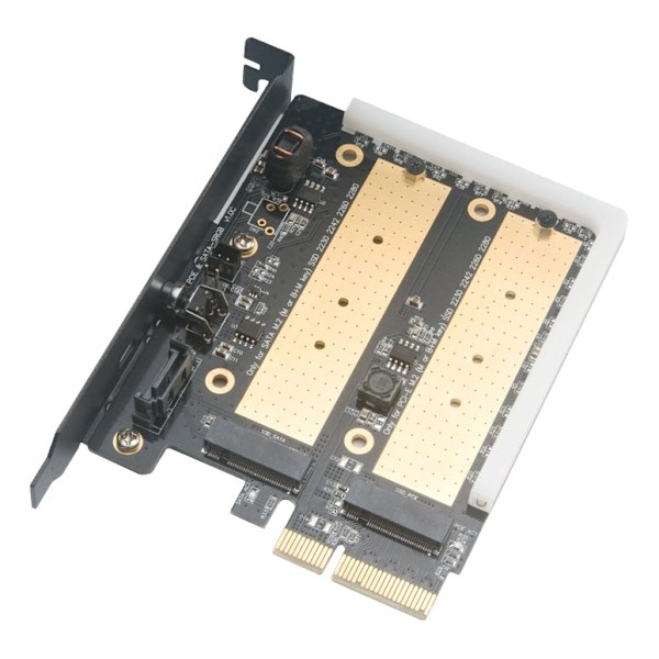 M.2 PCIe and M.2 SATA SSD adapter card with RGB light and heatsink