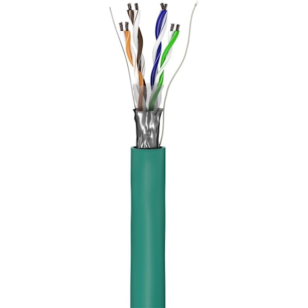 Goobay CAT 5e Nätverkskabel, F/UTP, 100 m, grön Kopparklädd aluminiumledare (CCA), AWG 26/7 (stranded), PVC-kabelhölje