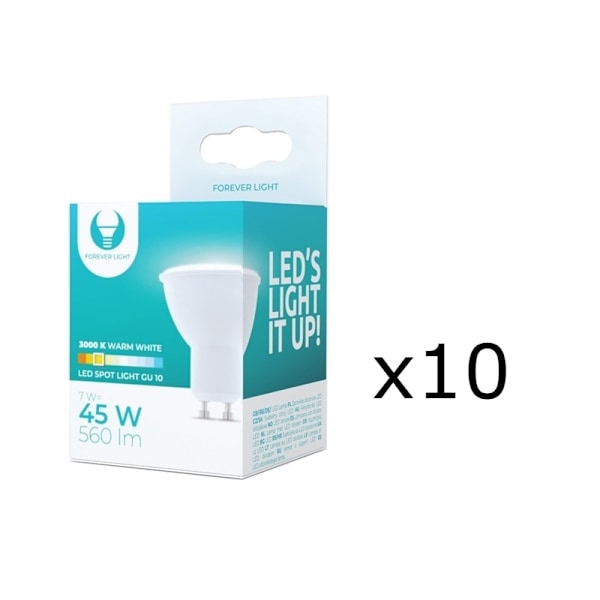 LED-Lampa GU10, 7W, 230V, 3000K, 10-pack, Varmvitt