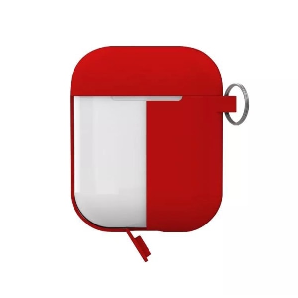 Puro Silicon Case AirPodsille 2016/19 karabiinilla, punainen