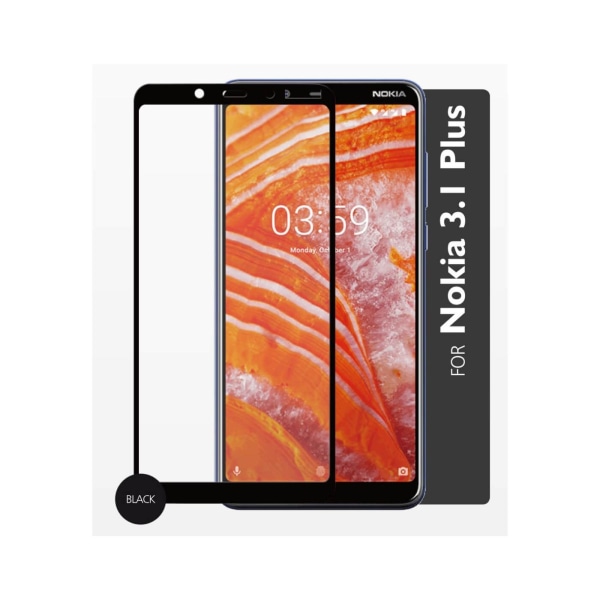 GEAR Härdat Glas 2,5D Full Cover Nokia 3.1 Plus Transparent