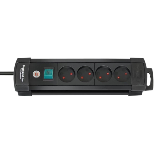 Brennenstuhl 4-way Extension Socket, 2m, Black