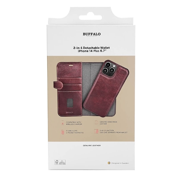 Buffalo Mobilfodral 2-i-1 3 Kortfack Brun - iPhone 14 Plus Brun