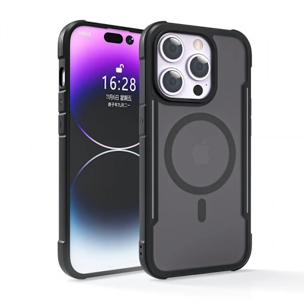 Case compatible with MagSafe for iPhone 15 Pro, Black Svart