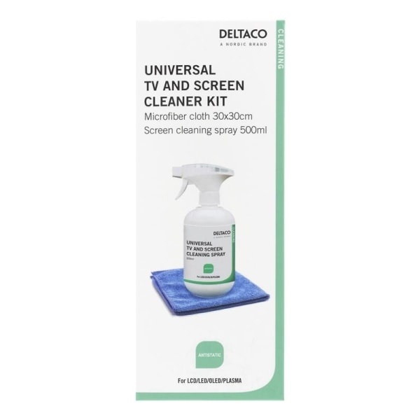 DELTACO Screen Cleaner for all types of monitors, 500ml, incl. microfi