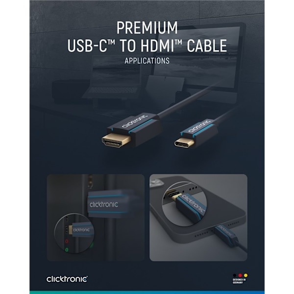 ClickTronic USB-C™ - HDMI™ -sovitinkaapeli Premium-kaapeli | U