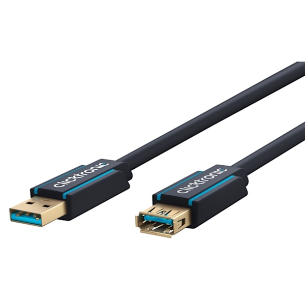 ClickTronic Förlängningskabel USB-A Premiumkabel | USB A hane  USB A hona | 3,0 m | 5 Gbit/s