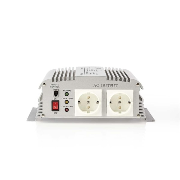 Nedis Växelriktare med modifierad sinusvåg | Inspänning: 24 V DC | Enhetens utgångsanslutning: Type F (CEE 7/3) | 230 V AC 50 Hz | 1000 W | Toppeffekt Silver