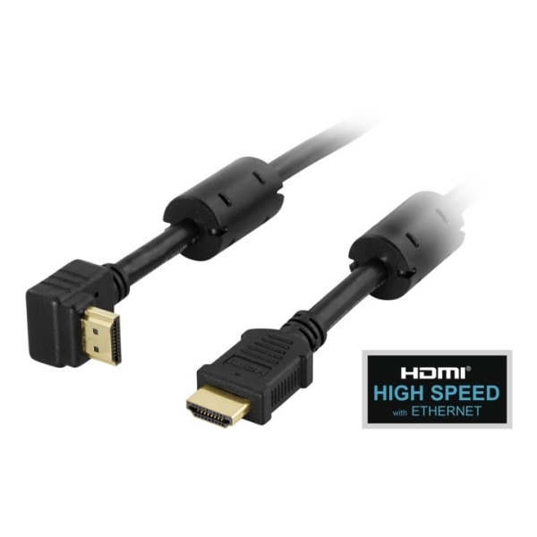 DELTACO HDMI 1.4 kaapeli, 4K, Ethernet, 3D, paluuääni, kulma, 0,5m