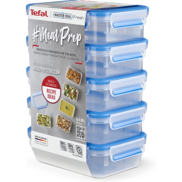 Tefal MasterSeal MealPrep förvaringsbehållare, 5 x 0,8 L