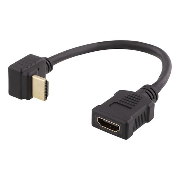 DELTACO HDMI-sovitin, 0,2m, taipuisa, lovitet. alapuolelta, UHD, musta