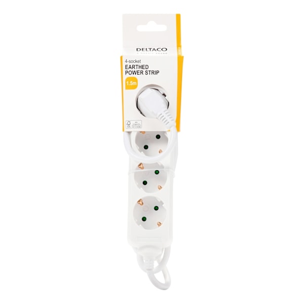 DELTACO outlet 4xCEE 7/3 1xCEE 7/7 1,5m white
