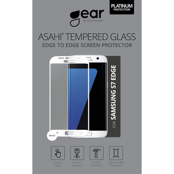 GEAR Karkaistu lasi 3D Full Cover Valkoinen Samsung S7 Edge Transparent