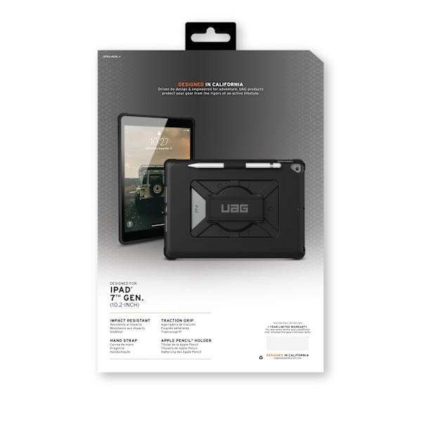 UAG iPad 10.2" 2019 w/handstrop Metropolis BULK Black Svart