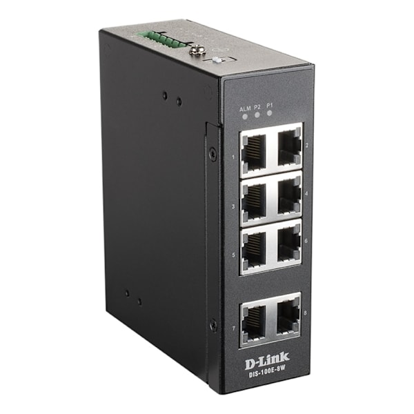 D-Link DIS-100E-8W teollisuuskytkin, Ethernet, 8x 10/100BaseT(X)