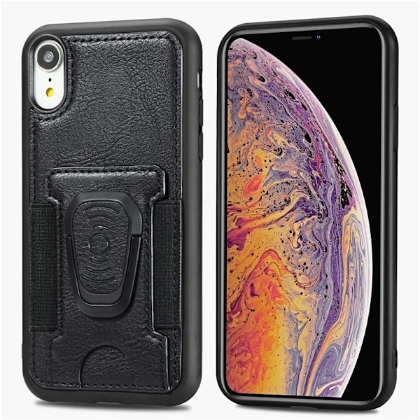 Mobilcover med ringeholder til iPhone 12/12 Pro, Sort Svart