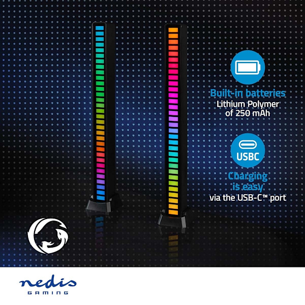Nedis Spelljus | RGB | Batteridriven | Används för: Dator / Skrivbord | Svart