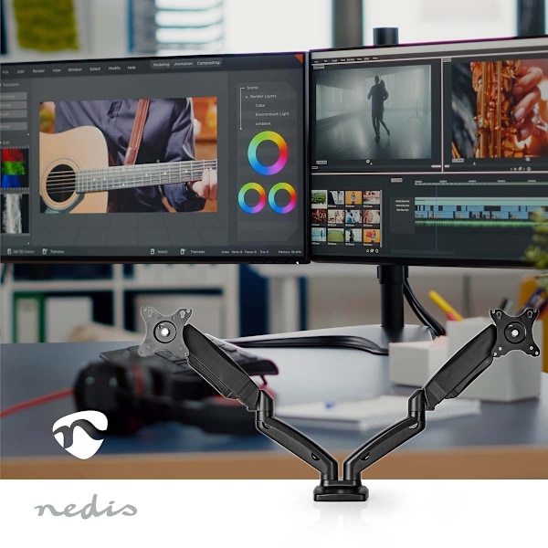 Nedis Monitorin Pöytäteline | Kaasujousi | 2 Näyttöä | 15 - 32 " | 75x75 / 100x100 | Täysin Säädettävä