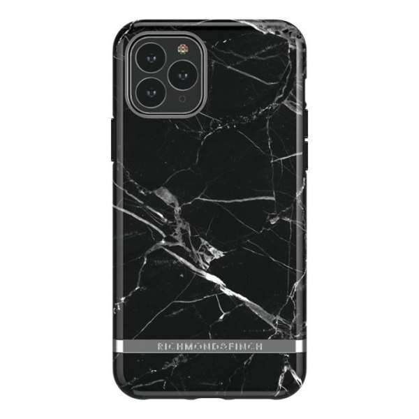 Richmond & Finch Black Marble, iPhone 11 Pro Max, sølvdetaljer Svart
