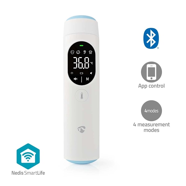 Nedis SmartLife Infraröd Termometer | LED Display | Öra / Pannan | Vit