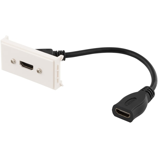 DELTACO Liitinpaneelil, 1xHDMI, 0,2m, valkoinen