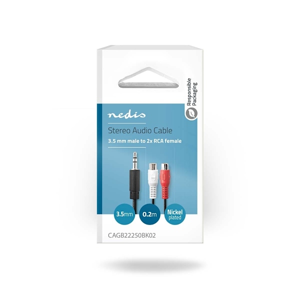 Nedis Stereoäänikaapeli | 3.5 mm uros | 2x RCA Naaras | Niklattu | 0.20 m | Pyöreä | Laatikko