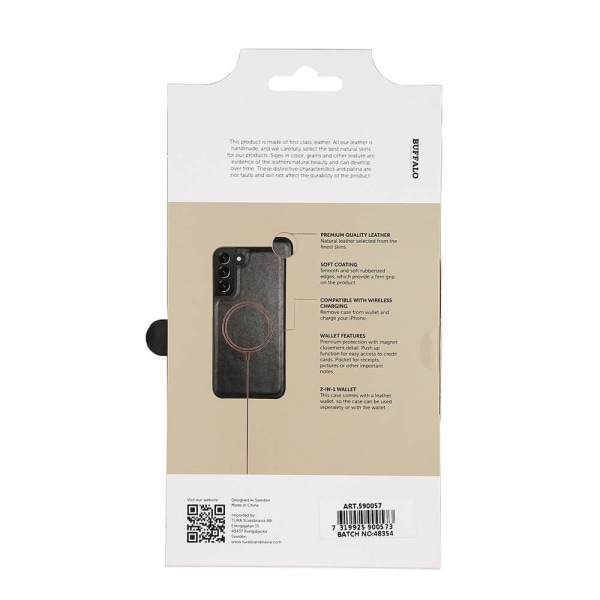BUFFALO Wallet Læder Til 3 kort Samsung S22+ Sort Svart
