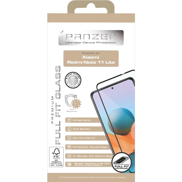 Panzer Xiaomi Redmi Note 11 Lite/Redmi 10 Full Fit Glas Sort Transparent,Svart