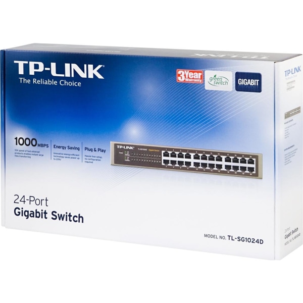 TP-LINK verkkokytkin, 24-portti 10/100/1000Mbps, RJ45, metallia
