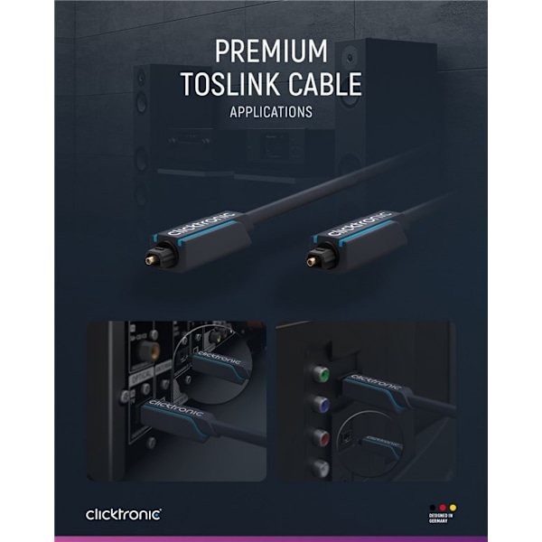 ClickTronic Toslink-kabel Premiumkabel | 1x Toslink-kontakt  1x Toslink-kontakt | 3,0 m | Polymerfiberoptisk kabel