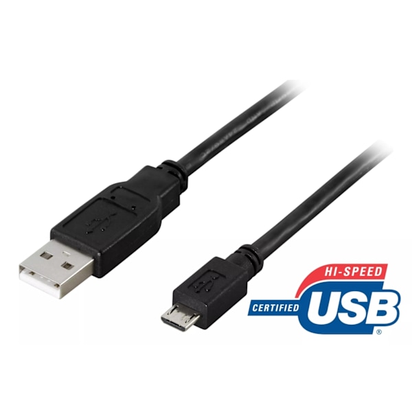 DELTACO kaapeli USB 2.0 Type A - Micro-B USB, 5-pin, 1m, musta