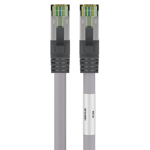 Goobay CAT 8.1 Patchkabel, S/FTP (PiMF), grå 99,9 % syrefri kopparledare (OFC), AWG 24, halogenfri kabelhölje (LSZH), 0.5 m