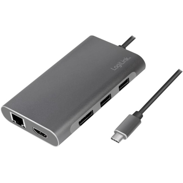 LogiLink USB-C-docka 8-i-1 HDMI/DP/RJ45