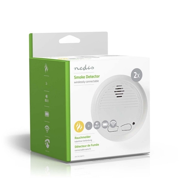 Nedis Röklarm | Batteridriven | Batterilängd upp till: 1 år | Synkroniseringsbar | EN 14604 | Med testknapp | 85 dB | ABS | Vit