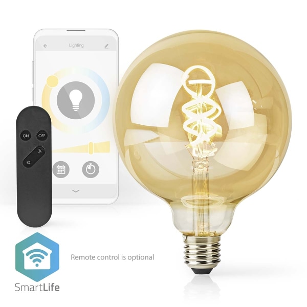 Nedis SmartLife LED vintage lampa | Wi-Fi | E27 | 360 lm | 4.9 W | Varm till cool vit | 1800 - 6500 K | Glas | Android™ / IOS | Globe | 1 st